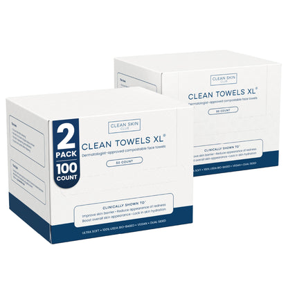 Clean Skin Club Clean Towels XL: 100% Biobased Disposable Face Towel for Clearer Skin