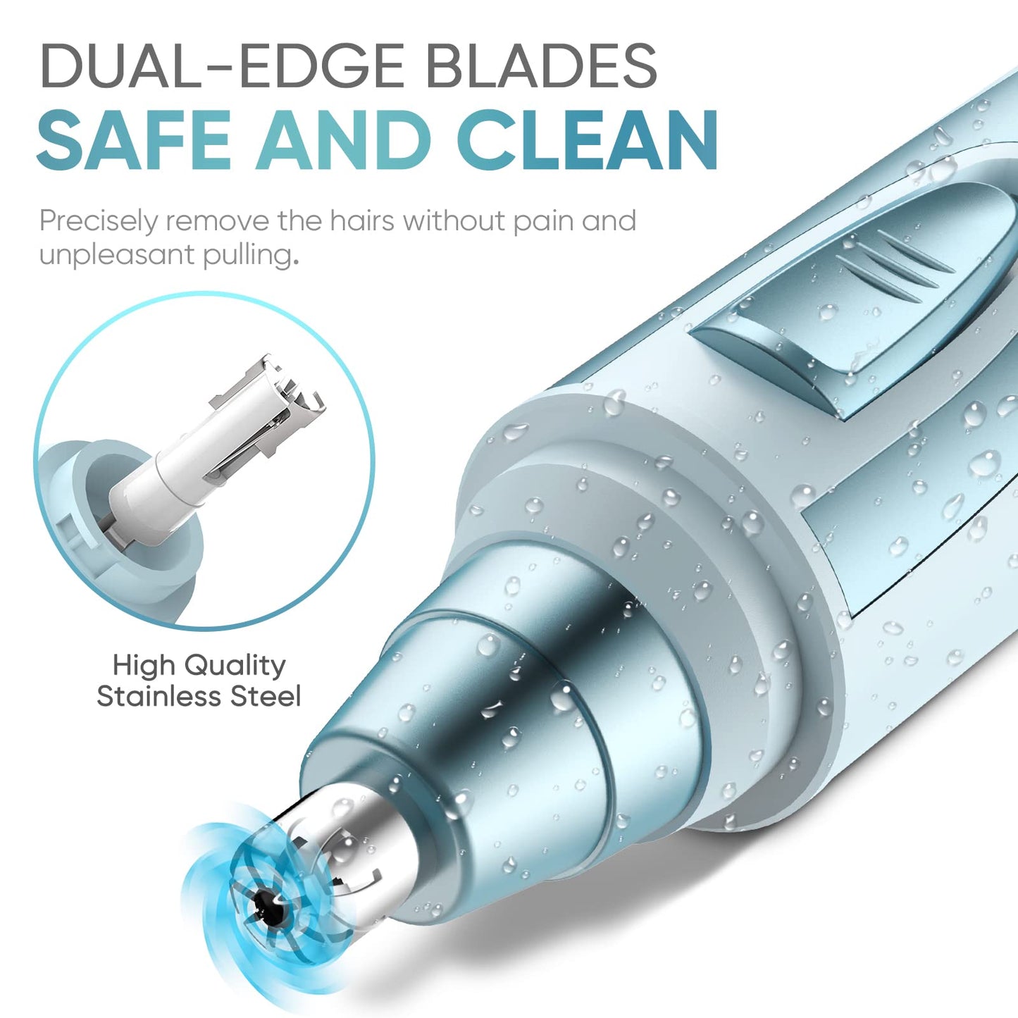 Ear & Nose Hair Trimmer Clipper - Professional, Painless, IPX7 Waterproof for Men & Women