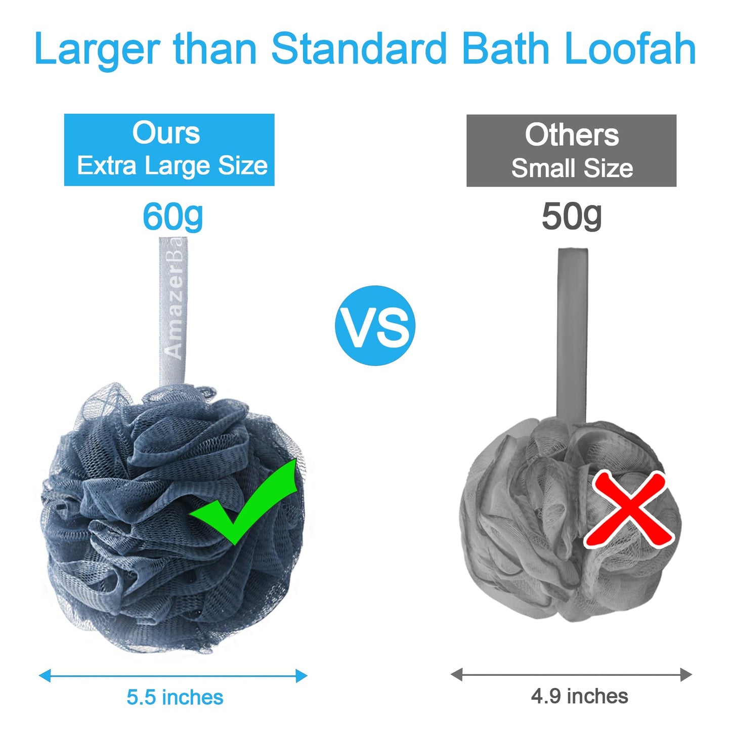 AmazerBath Loofah Sponge 75g/Piece, Exfoliating Bath Sponge Body Scrubber - Loofa Set of 4 Flower Color (Large, Green-Purple)