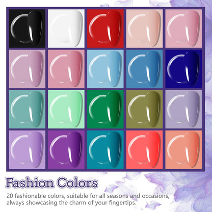 JODSONE 32 Color Gel Nail Kit w/ UV Light & 3 Top Coats | Gift Set