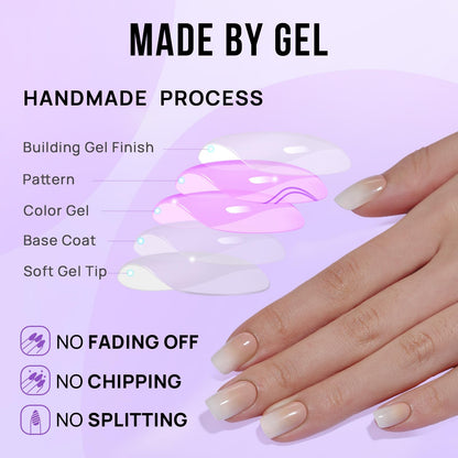 BTArtbox Soft Gel Press On Nails: Short Square Ombre | Vanilla Cream