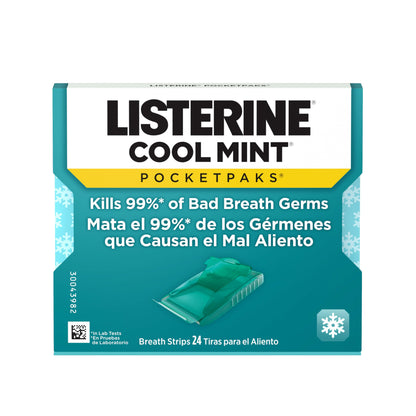 Listerine PocketPaks Cool Mint Breath Strips - Kills 99% of Bad Breath Germs