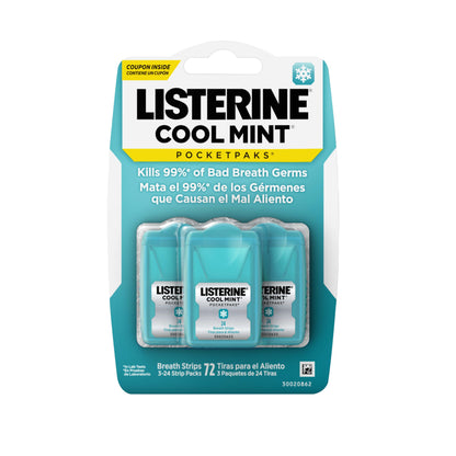 Listerine PocketPaks Cool Mint Breath Strips - Kills 99% of Bad Breath Germs