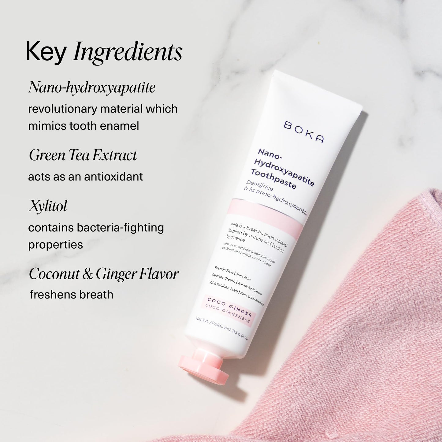 Boka Fluoride-Free Toothpaste with Nano Hydroxyapatite (n-Ha) - Sensitive Teeth, Ela Mint