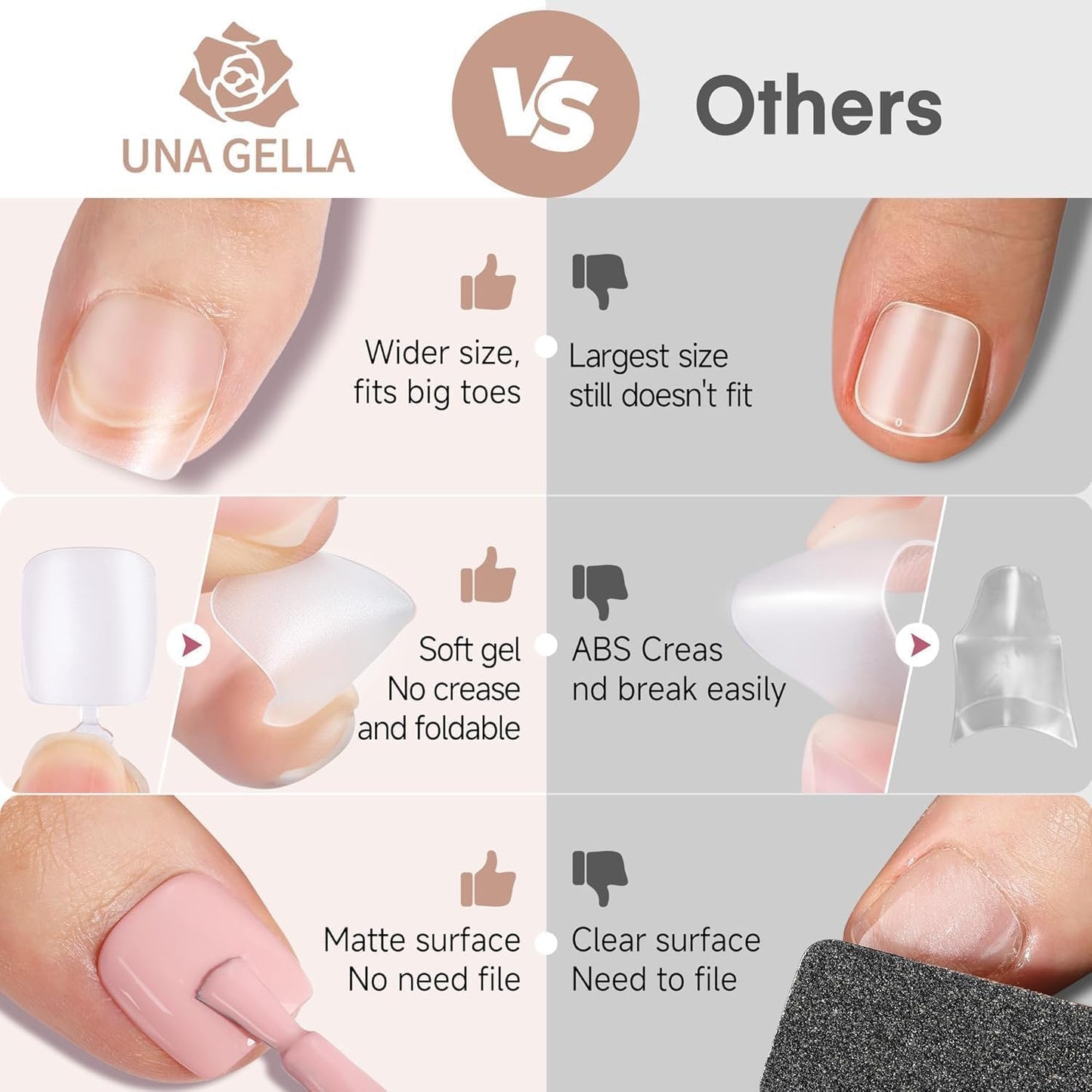 UNA GELLA Solid Gel Nail Glue (40ml) - Strong, Soak-Off Glue for Acrylic, Press-On & Gelly Tips - Lamp Curing Needed