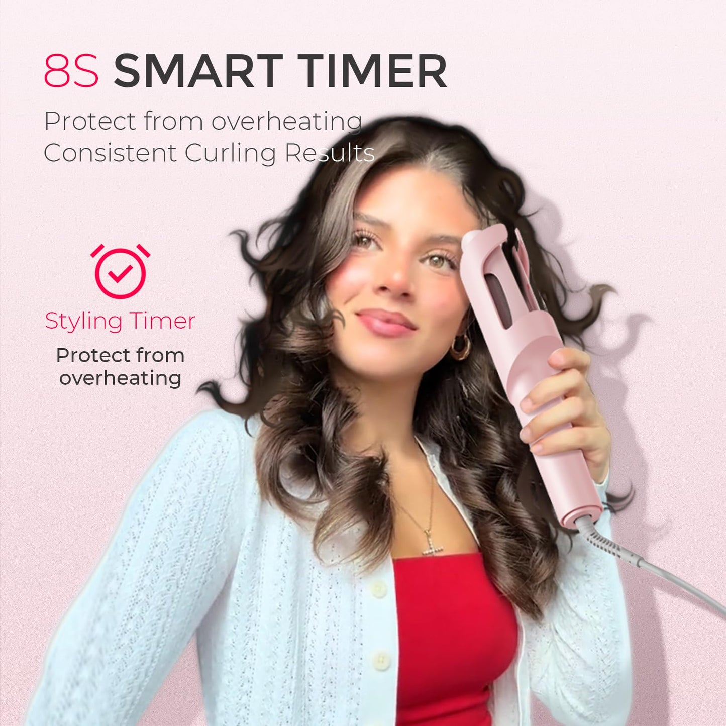 TYMO CURLPRO Automatic Rotating Curling Iron - Beach Waves, Anti-Scald Iron: 72H Beach Waves with Ions