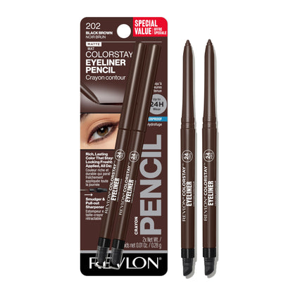Revlon ColorStay Waterproof Eyeliner Pencil: 24HR Black Brown
