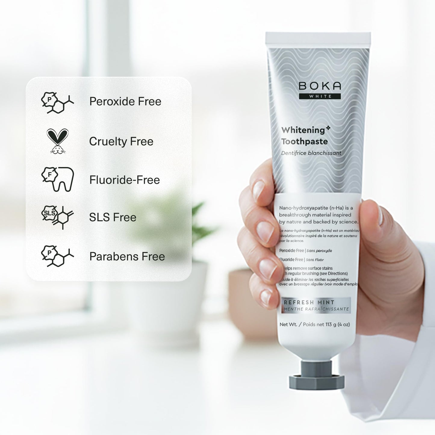 Boka Fluoride-Free Toothpaste with Nano Hydroxyapatite (n-Ha) - Sensitive Teeth, Ela Mint