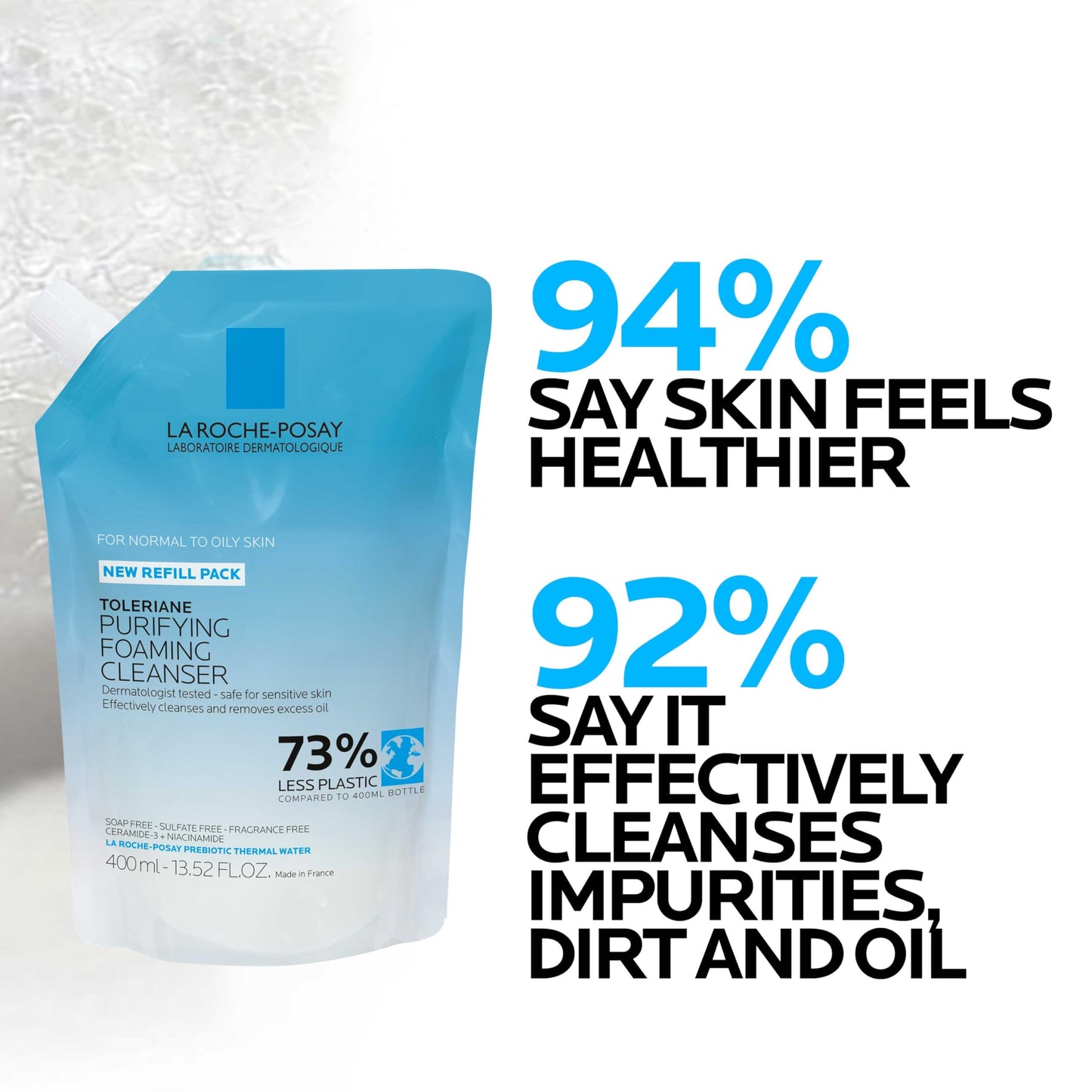 La Roche-Posay Toleriane Purifying Foaming Cleanser | Niacinamide & Ceramides Face Wash for Normal to Oily Sensitive Skin