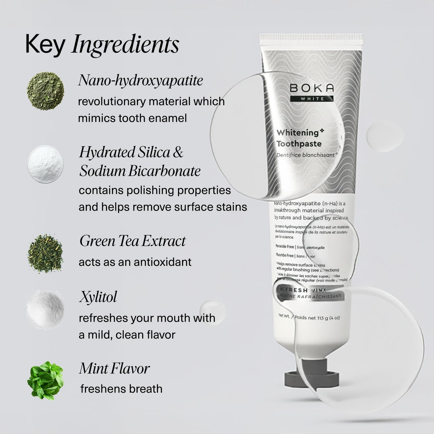 Boka Fluoride-Free Toothpaste with Nano Hydroxyapatite (n-Ha) - Sensitive Teeth, Ela Mint