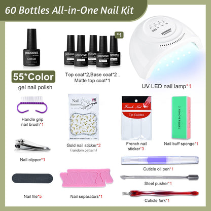 JODSONE 36 Pcs Gel Polish Kit: 32 Colors, Base & Top Coats | Gift Set