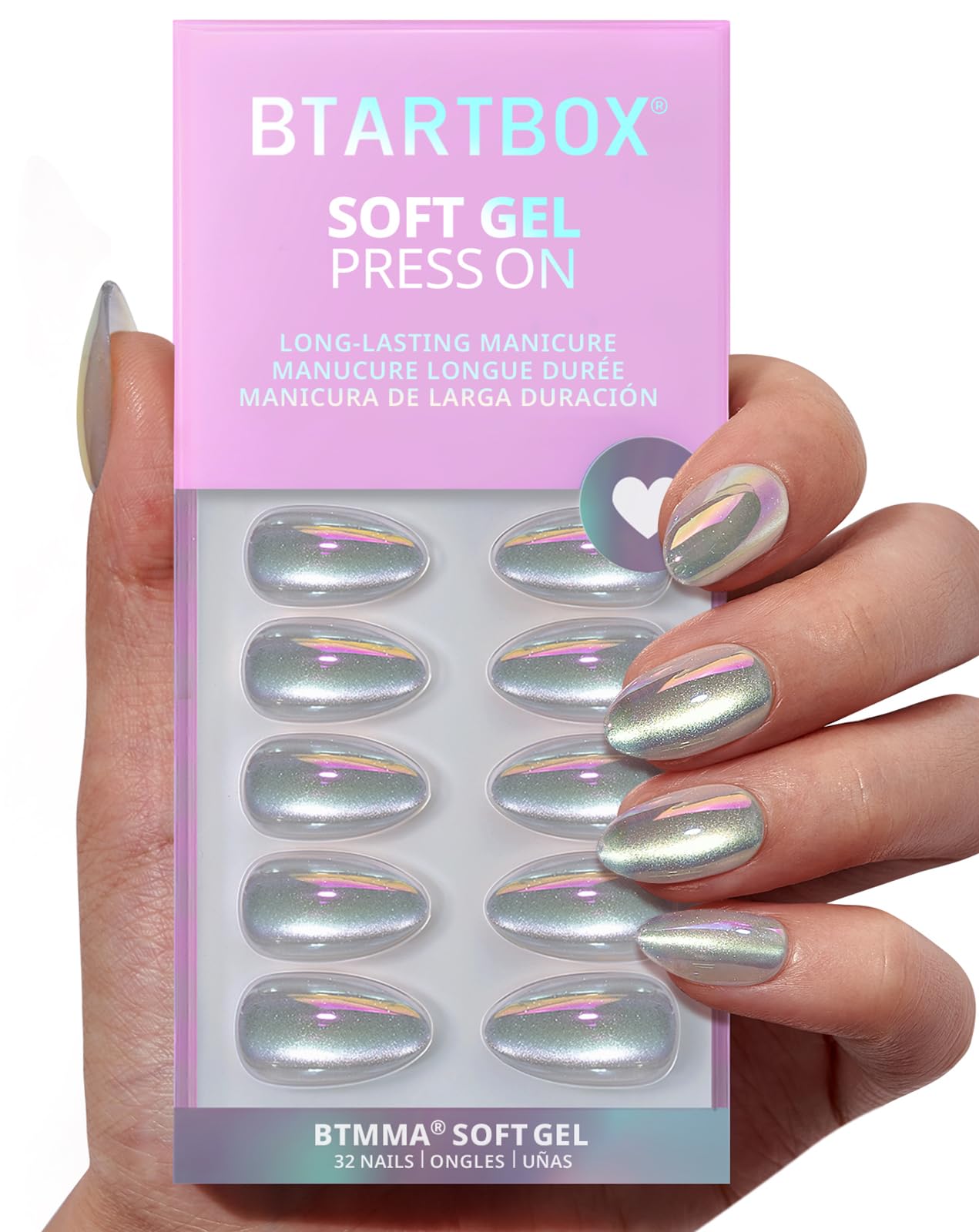 BTArtbox Soft Gel Press On Nails: Short Square Ombre | Vanilla Cream
