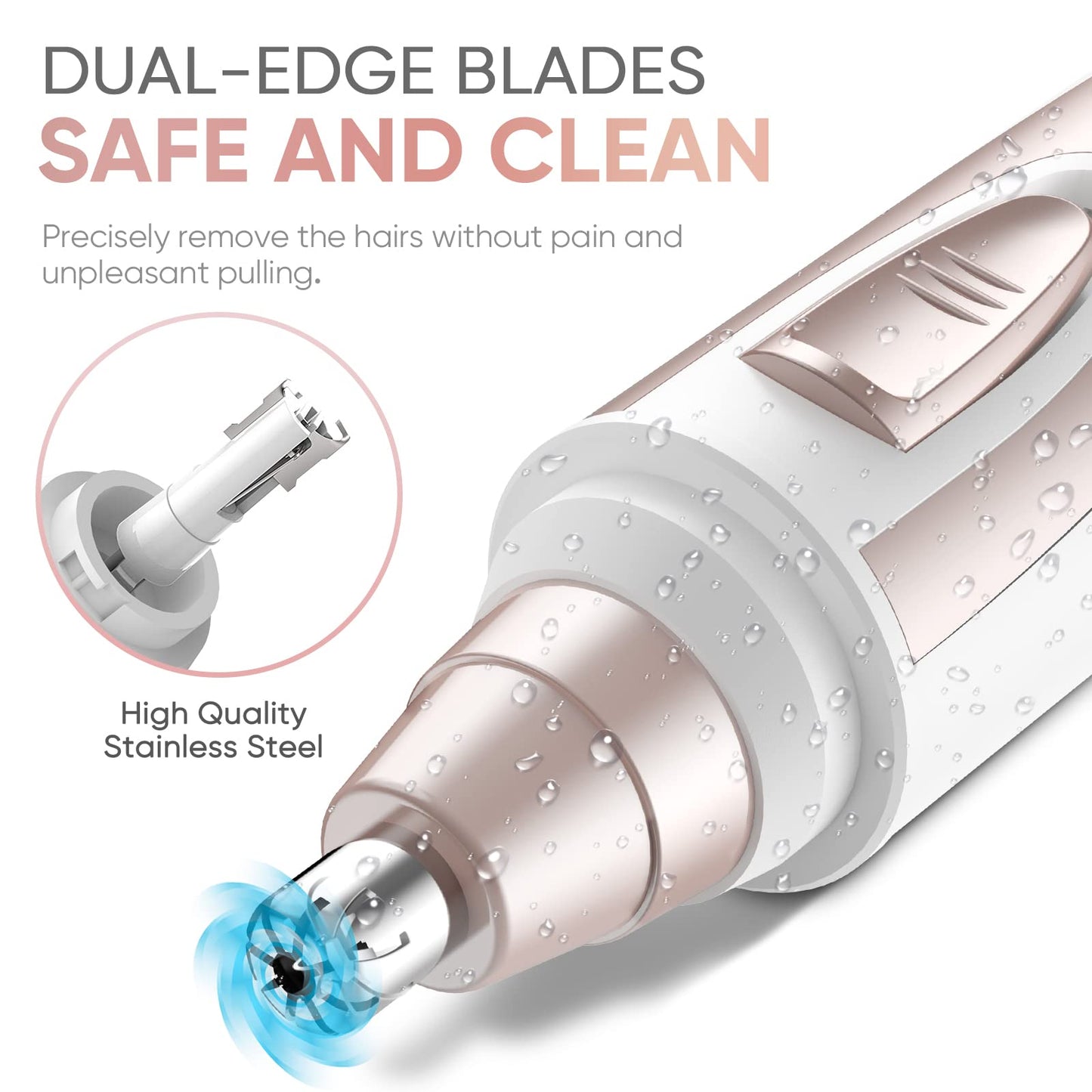 Ear & Nose Hair Trimmer Clipper - Professional, Painless, IPX7 Waterproof for Men & Women