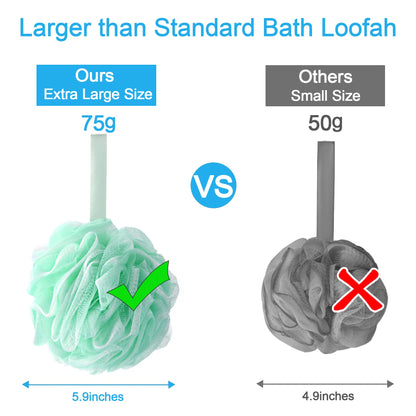 AmazerBath Loofah Sponge 75g/Piece, Exfoliating Bath Sponge Body Scrubber - Loofa Set of 4 Flower Color (Large, Green-Purple)