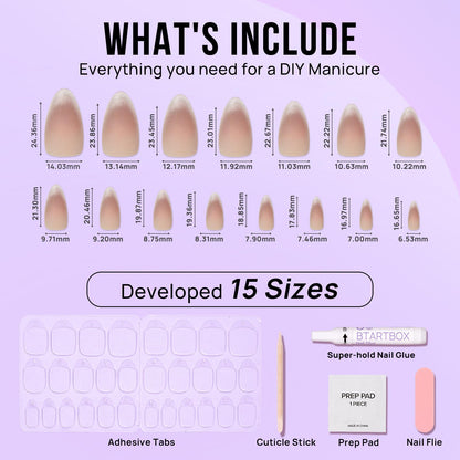 BTArtbox Soft Gel Press On Nails: Short Square Ombre | Vanilla Cream