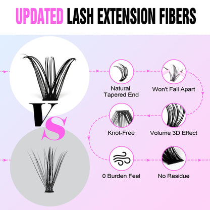 Pawotence Lash Extension Kit DIY 280pcs Lash Clusters Eyelash Extension Kit, 9-16mm 30D 40D Individual Lashes Kit with Lash Bond and Seal, Lash Tweezers for Self Use (30D&40D, 0.07D, 9-16mm, Kit)