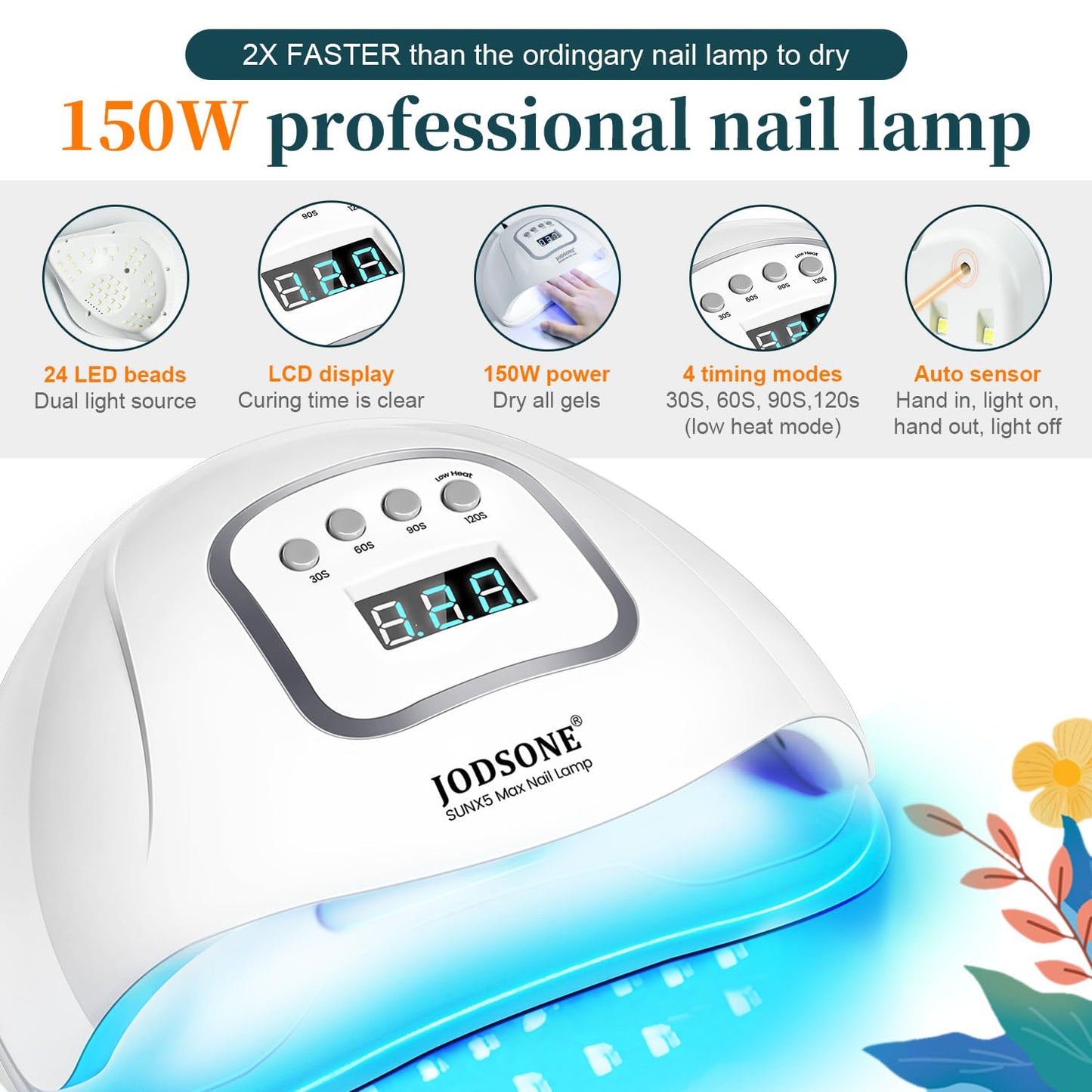 JODSONE 32 Color Gel Nail Kit w/ UV Light & 3 Top Coats | Gift Set