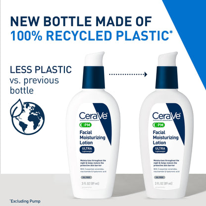 CeraVe PM Facial Moisturizing Lotion - Night Cream with Niacinamide & Hyaluronic Acid, Oil-Free