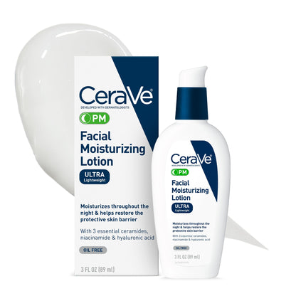 CeraVe PM Facial Moisturizing Lotion - Night Cream with Niacinamide & Hyaluronic Acid, Oil-Free