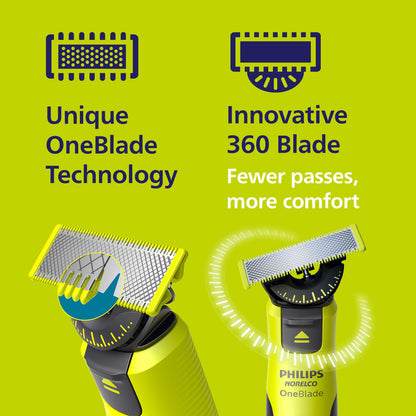 Philips Norelco OneBlade 360 Hybrid Electric Trimmer & Shaver with 5-in-1 Adjustable Comb