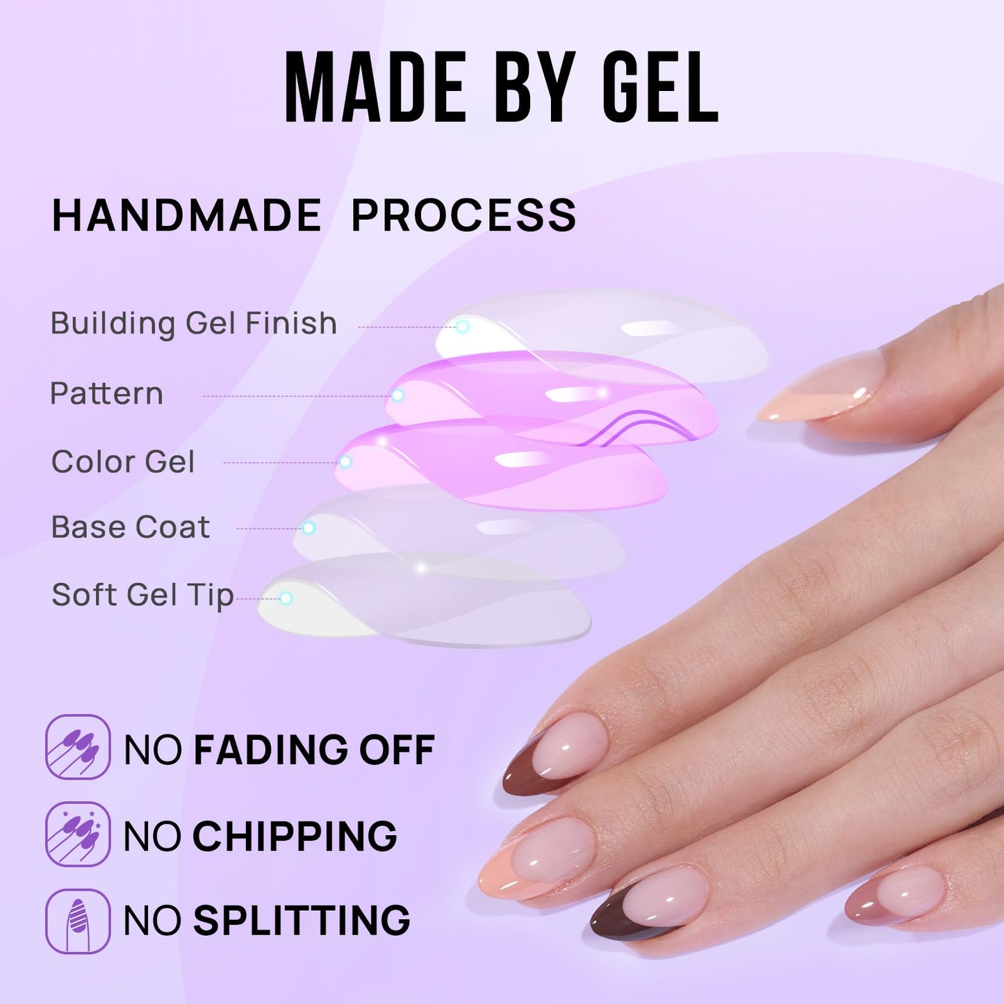 BTArtbox Soft Gel Press On Nails: Short Square Ombre | Vanilla Cream