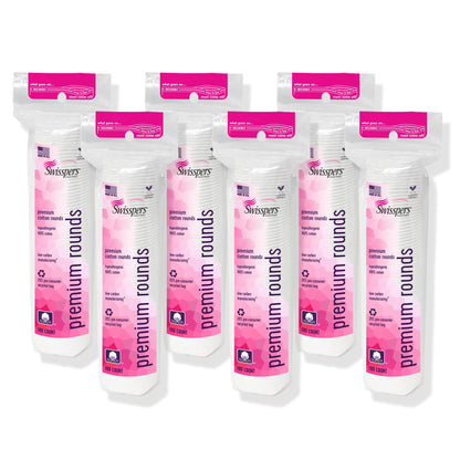 Swisspers Premium Cotton Rounds - 100% Chlorine Free Cotton Face Pads for Makeup, Nail Polish Removal - Dermatologist Tested and Hypoallergenic, Made in USA - 100 Pads (Pack of 3)