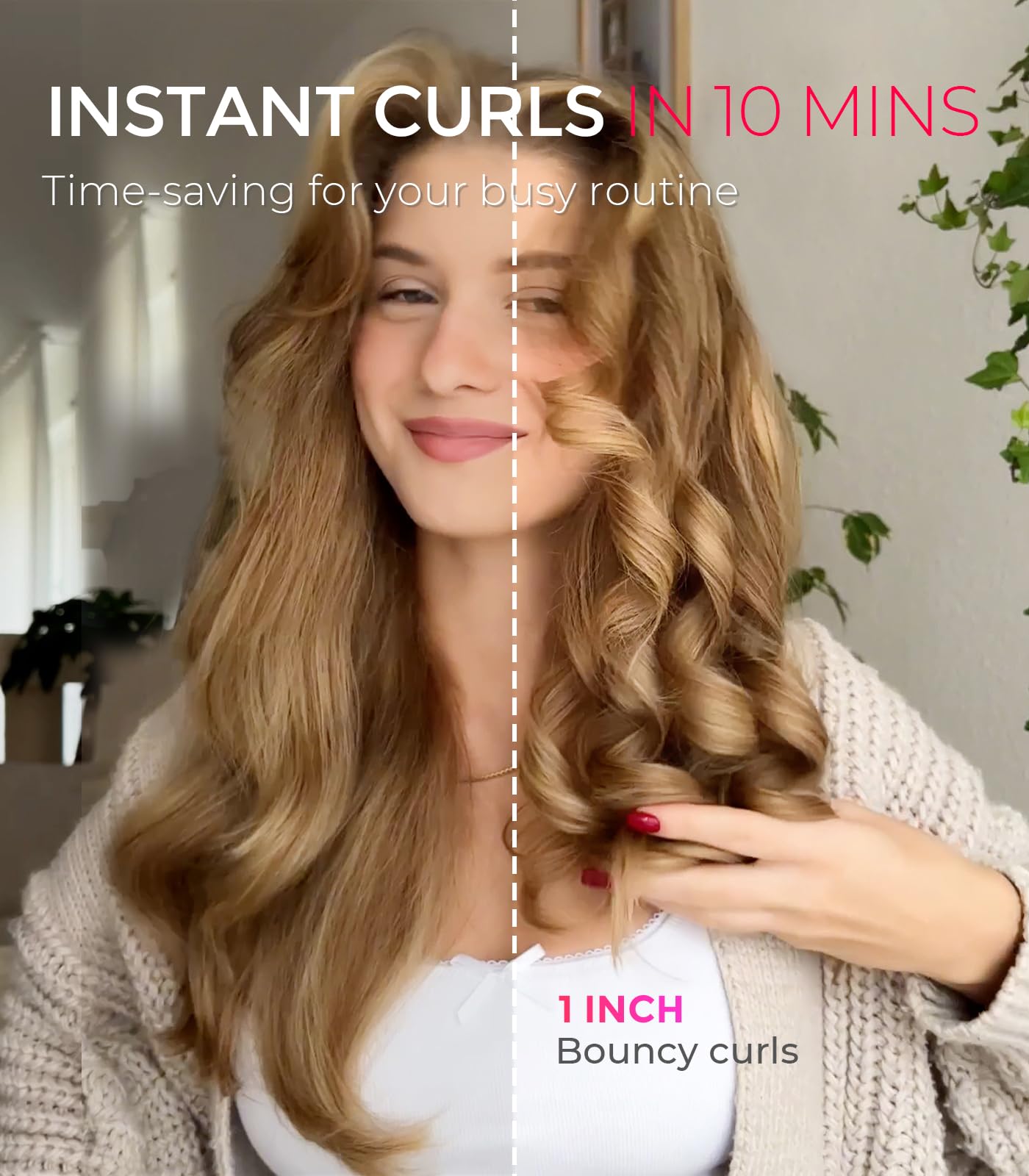 TYMO CURLPRO Automatic Rotating Curling Iron - Beach Waves, Anti-Scald Iron: 72H Beach Waves with Ions