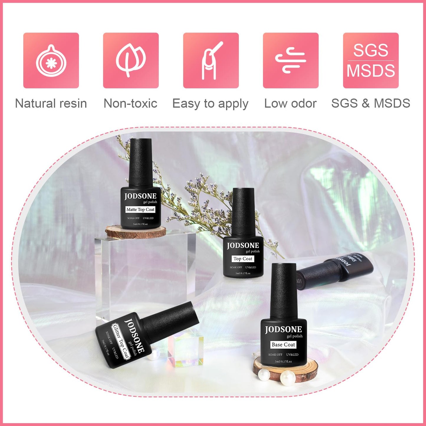 JODSONE 32 Color Gel Nail Kit w/ UV Light & 3 Top Coats | Gift Set