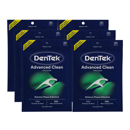 DenTek Triple Clean Advanced Floss Picks - No Break, No Shred Floss with Micro-Textured Pick (150 Ct)