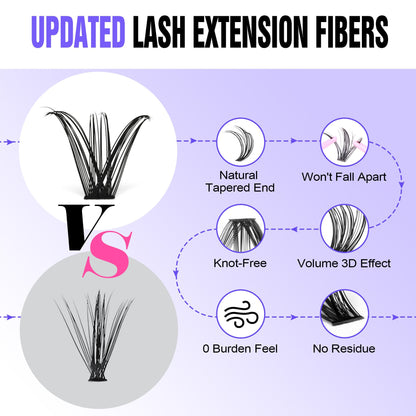 Pawotence Lash Extension Kit DIY 280pcs Lash Clusters Eyelash Extension Kit, 9-16mm 30D 40D Individual Lashes Kit with Lash Bond and Seal, Lash Tweezers for Self Use (30D&40D, 0.07D, 9-16mm, Kit)