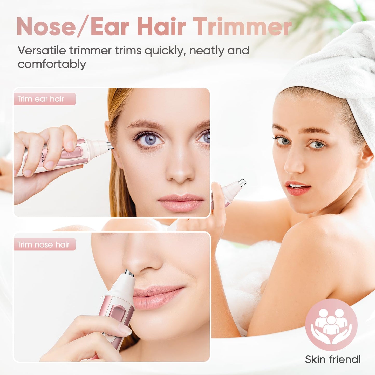 Ear & Nose Hair Trimmer Clipper - Professional, Painless, IPX7 Waterproof for Men & Women