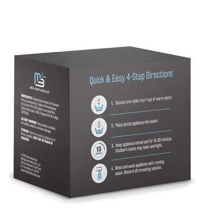 M3 Naturals Extra Strength Retainer & Invisalign Cleaner Tablets - Removes Odor, Stains, Plaque (120 Count)