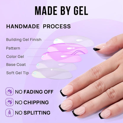 BTArtbox Soft Gel Press On Nails: Short Square Ombre | Vanilla Cream