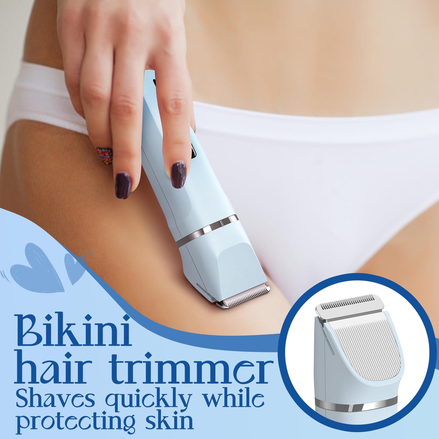 Risina Bikini Trimmer & Electric Razor for Women - Painless, IPX7 Waterproof Body & Facial Shaver
