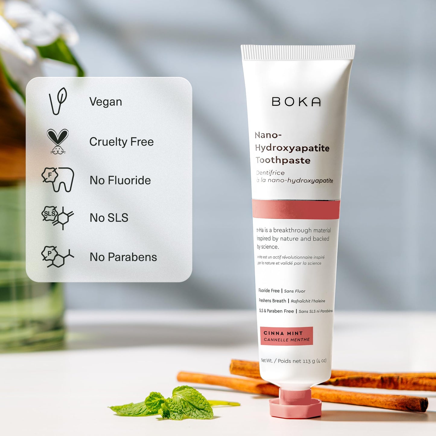 Boka Fluoride-Free Toothpaste with Nano Hydroxyapatite (n-Ha) - Sensitive Teeth, Ela Mint
