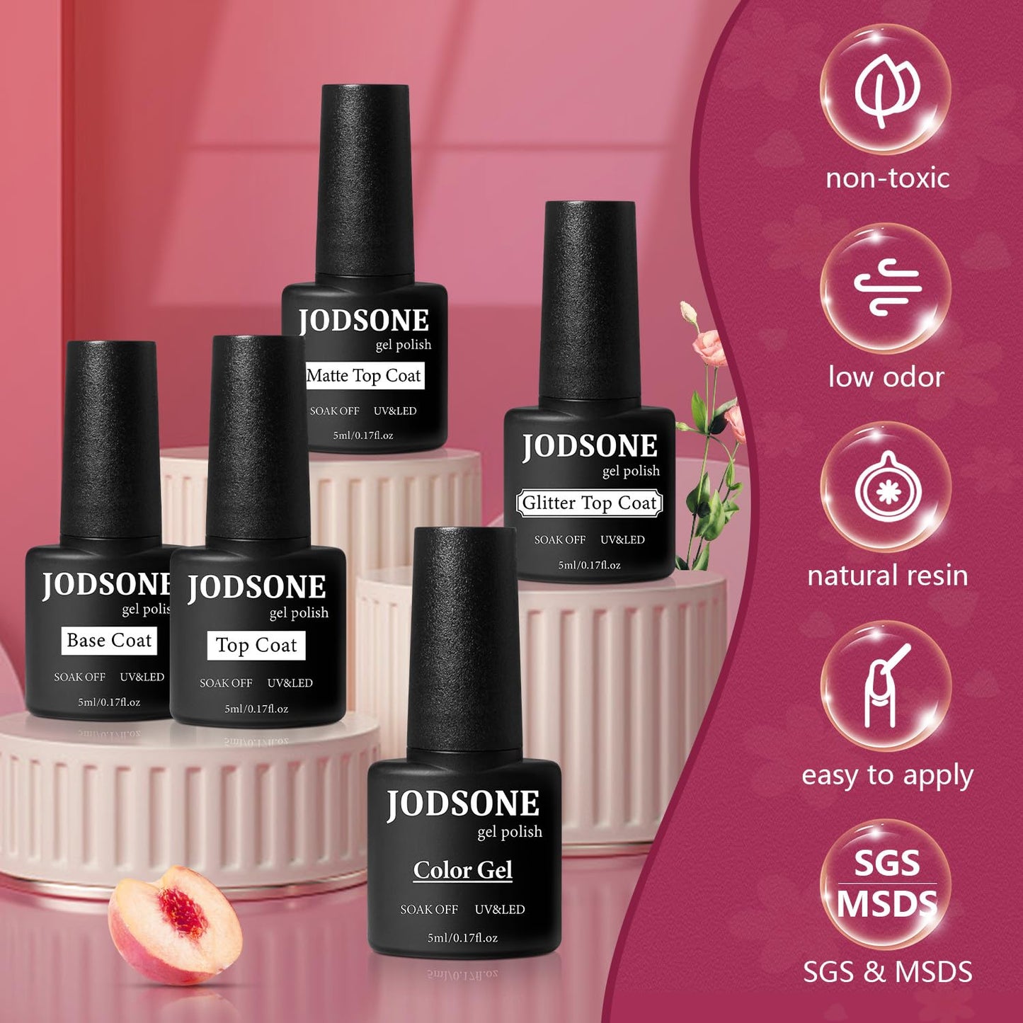 JODSONE 32 Color Gel Nail Kit w/ UV Light & 3 Top Coats | Gift Set
