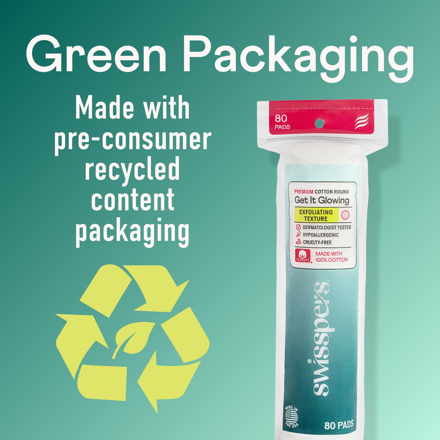 Swisspers Premium Cotton Rounds - 100% Chlorine Free Cotton Face Pads for Makeup, Nail Polish Removal - Dermatologist Tested and Hypoallergenic, Made in USA - 100 Pads (Pack of 3)