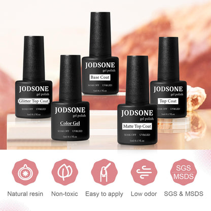 JODSONE 32 Color Gel Nail Kit w/ UV Light & 3 Top Coats | Gift Set