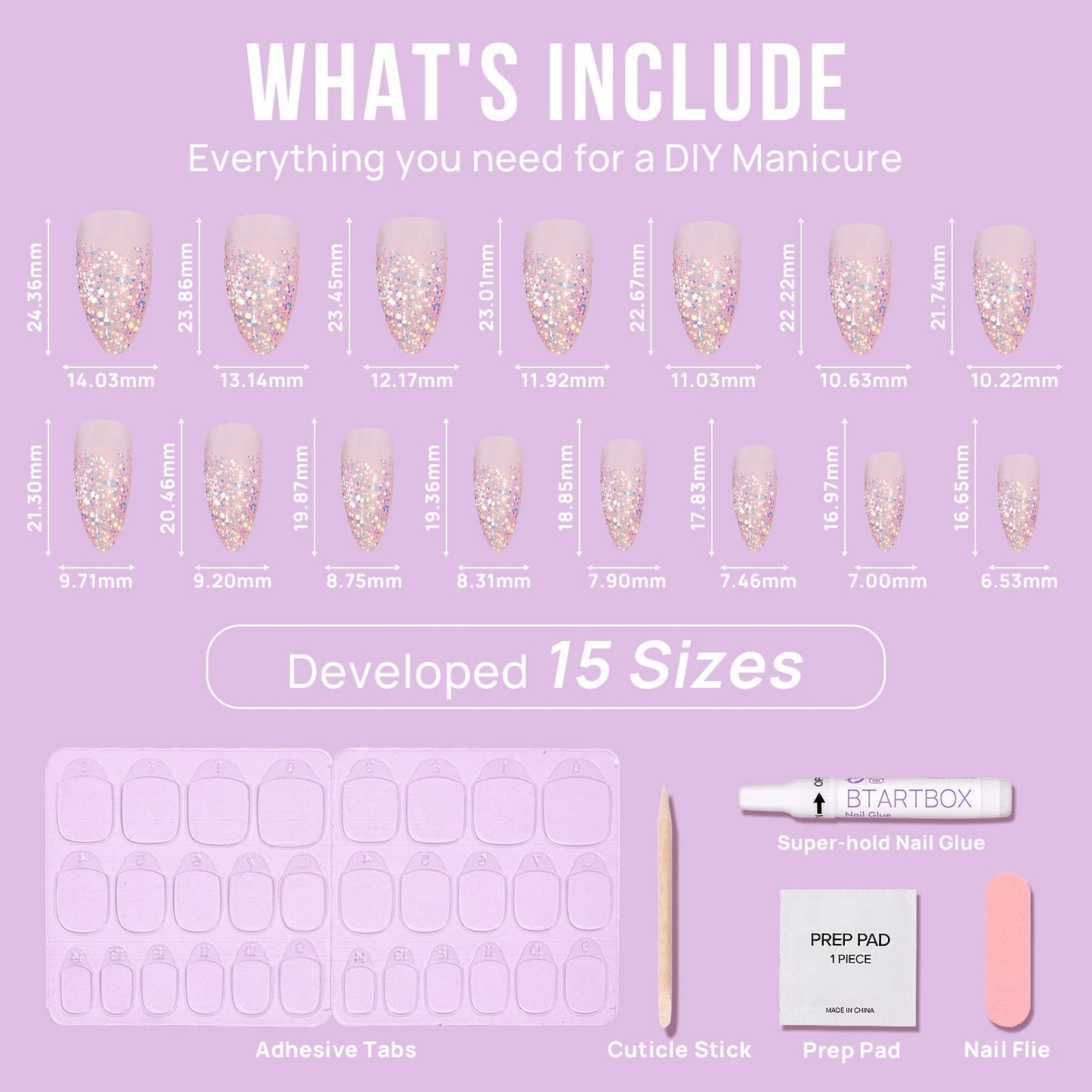 BTArtbox Soft Gel Press On Nails: Short Square Ombre | Vanilla Cream