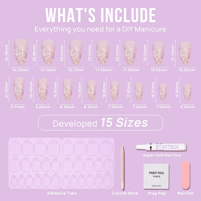 BTArtbox Soft Gel Press On Nails: Short Square Ombre | Vanilla Cream