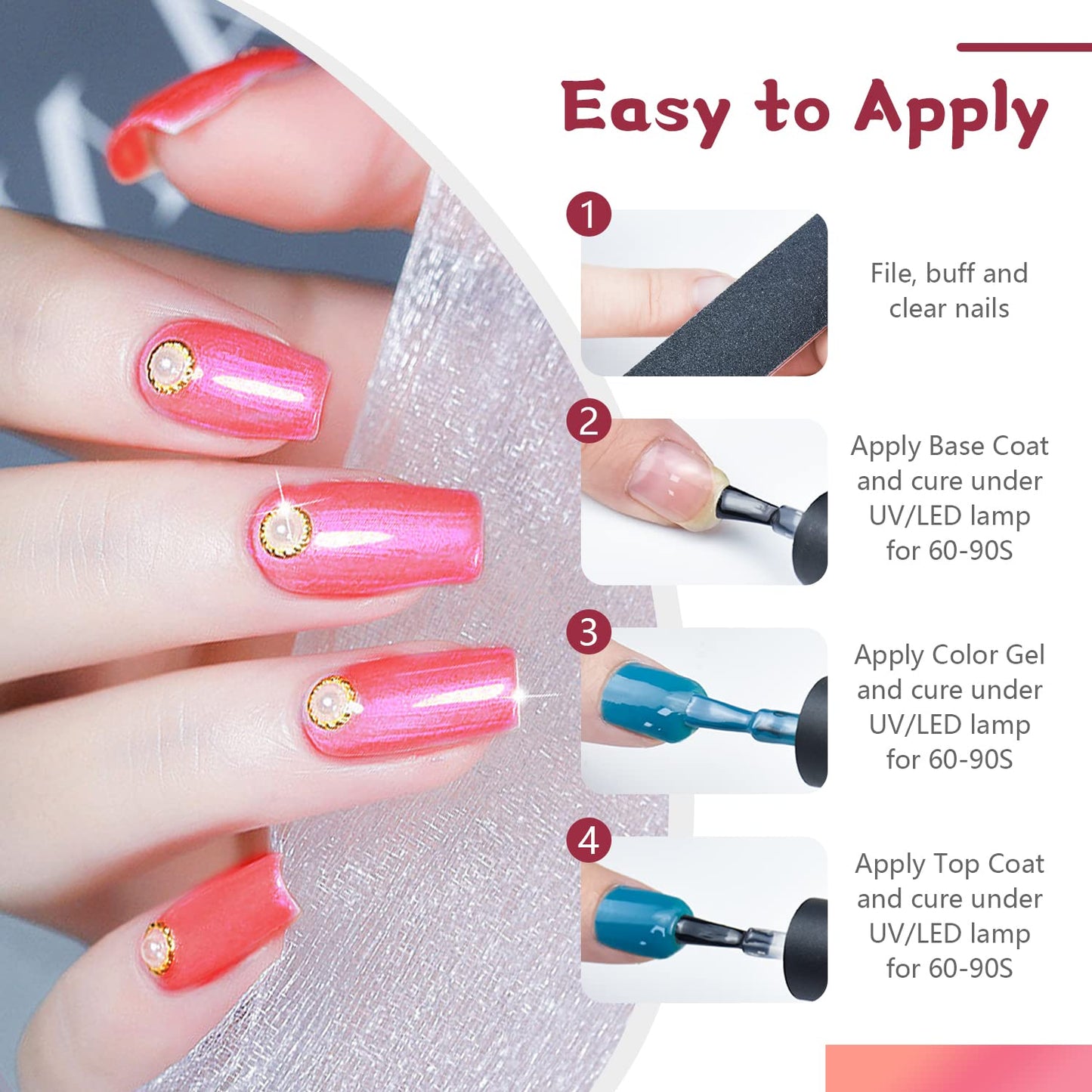 JODSONE 32 Color Gel Nail Kit w/ UV Light & 3 Top Coats | Gift Set