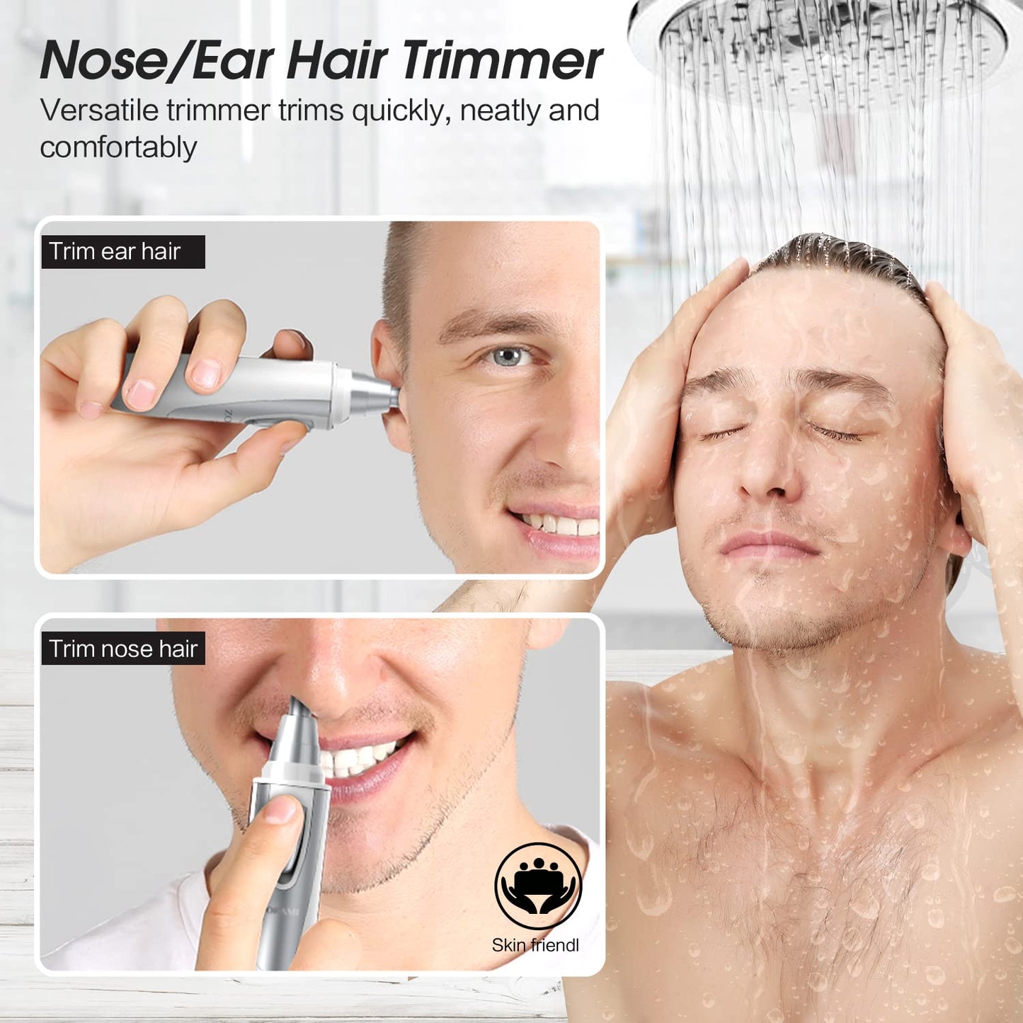Ear & Nose Hair Trimmer Clipper - Professional, Painless, IPX7 Waterproof for Men & Women