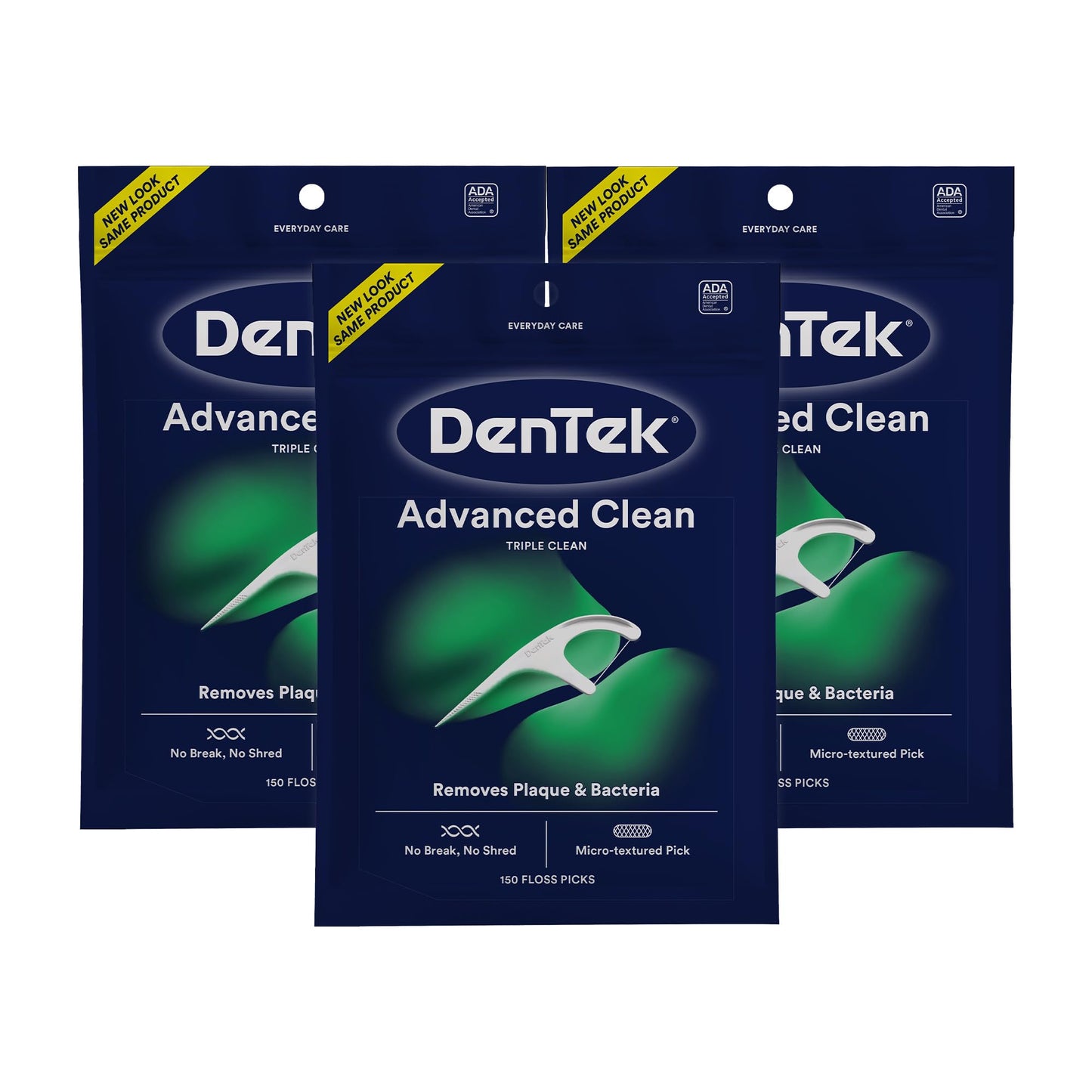 DenTek Triple Clean Advanced Floss Picks - No Break, No Shred Floss with Micro-Textured Pick (150 Ct)