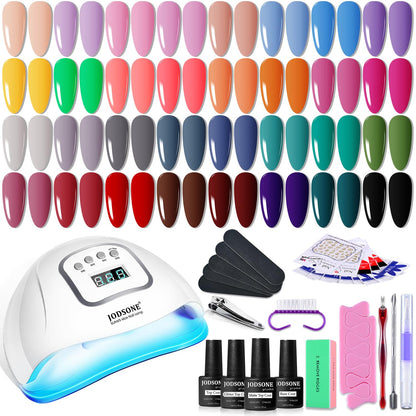 JODSONE 32 Color Gel Nail Kit w/ UV Light & 3 Top Coats | Gift Set