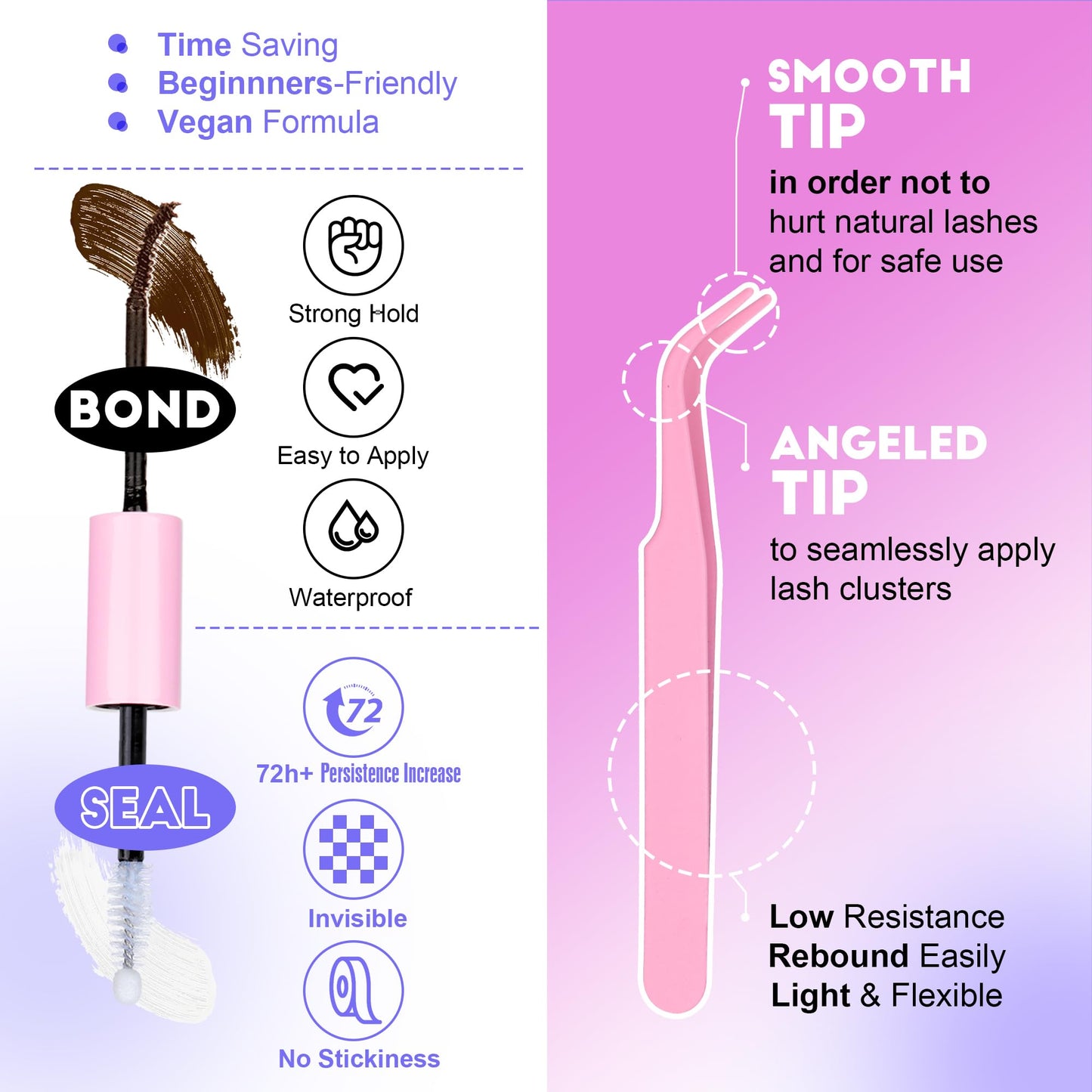 Pawotence Lash Extension Kit DIY 280pcs Lash Clusters Eyelash Extension Kit, 9-16mm 30D 40D Individual Lashes Kit with Lash Bond and Seal, Lash Tweezers for Self Use (30D&40D, 0.07D, 9-16mm, Kit)