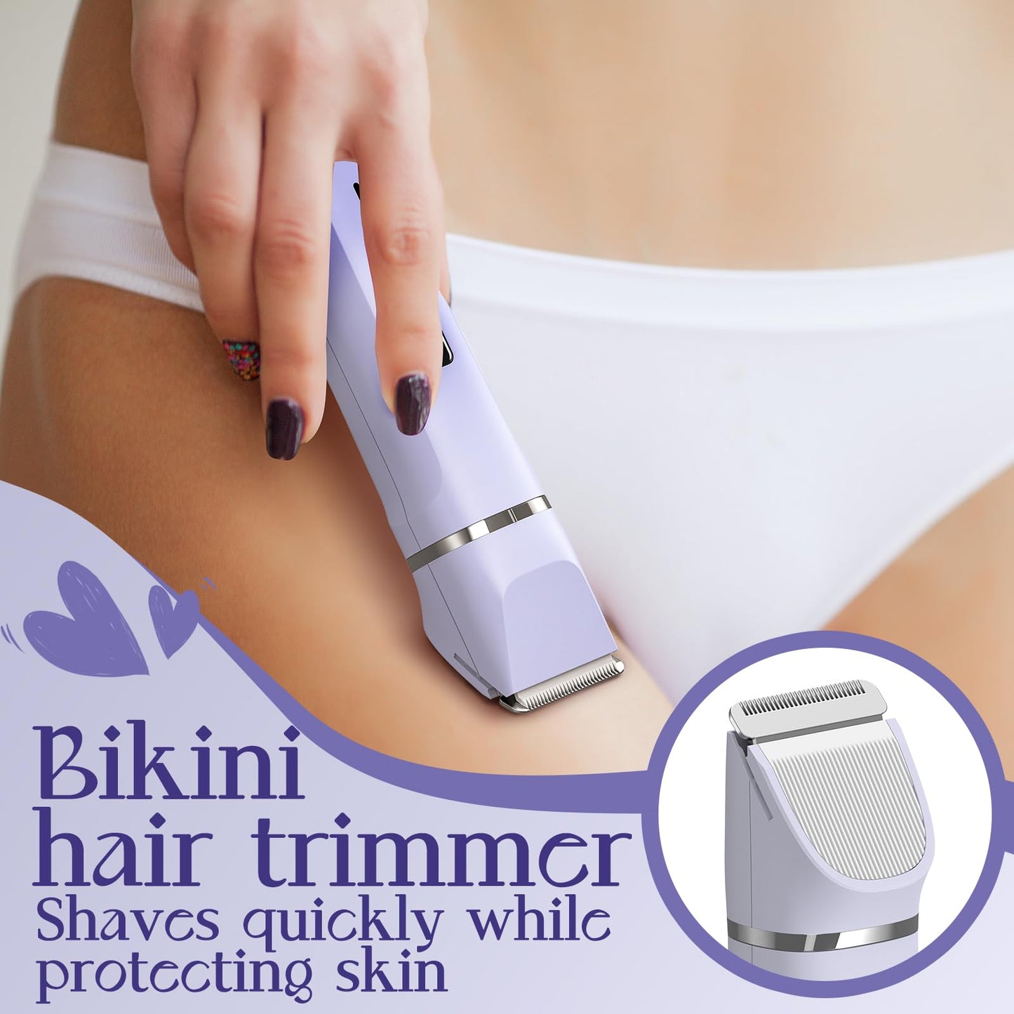 Risina Bikini Trimmer & Electric Razor for Women - Painless, IPX7 Waterproof Body & Facial Shaver