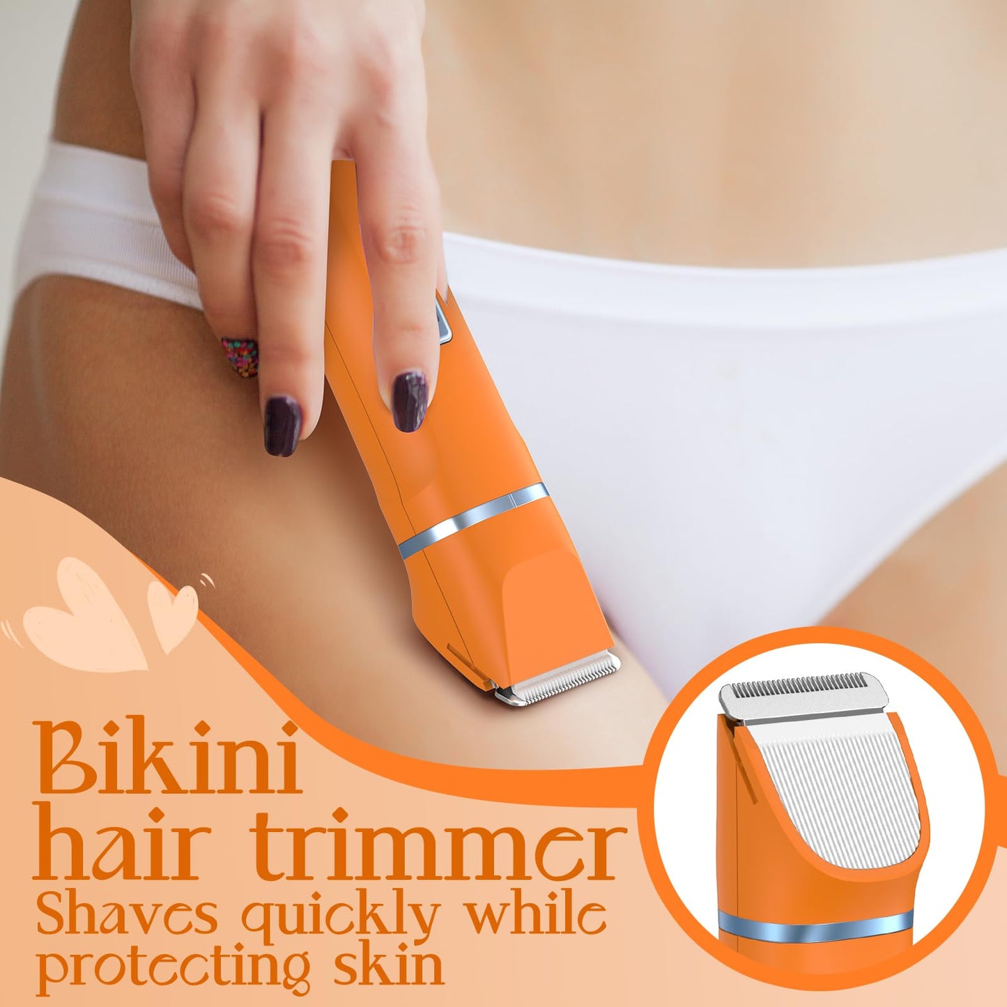 Risina Bikini Trimmer & Electric Razor for Women - Painless, IPX7 Waterproof Body & Facial Shaver