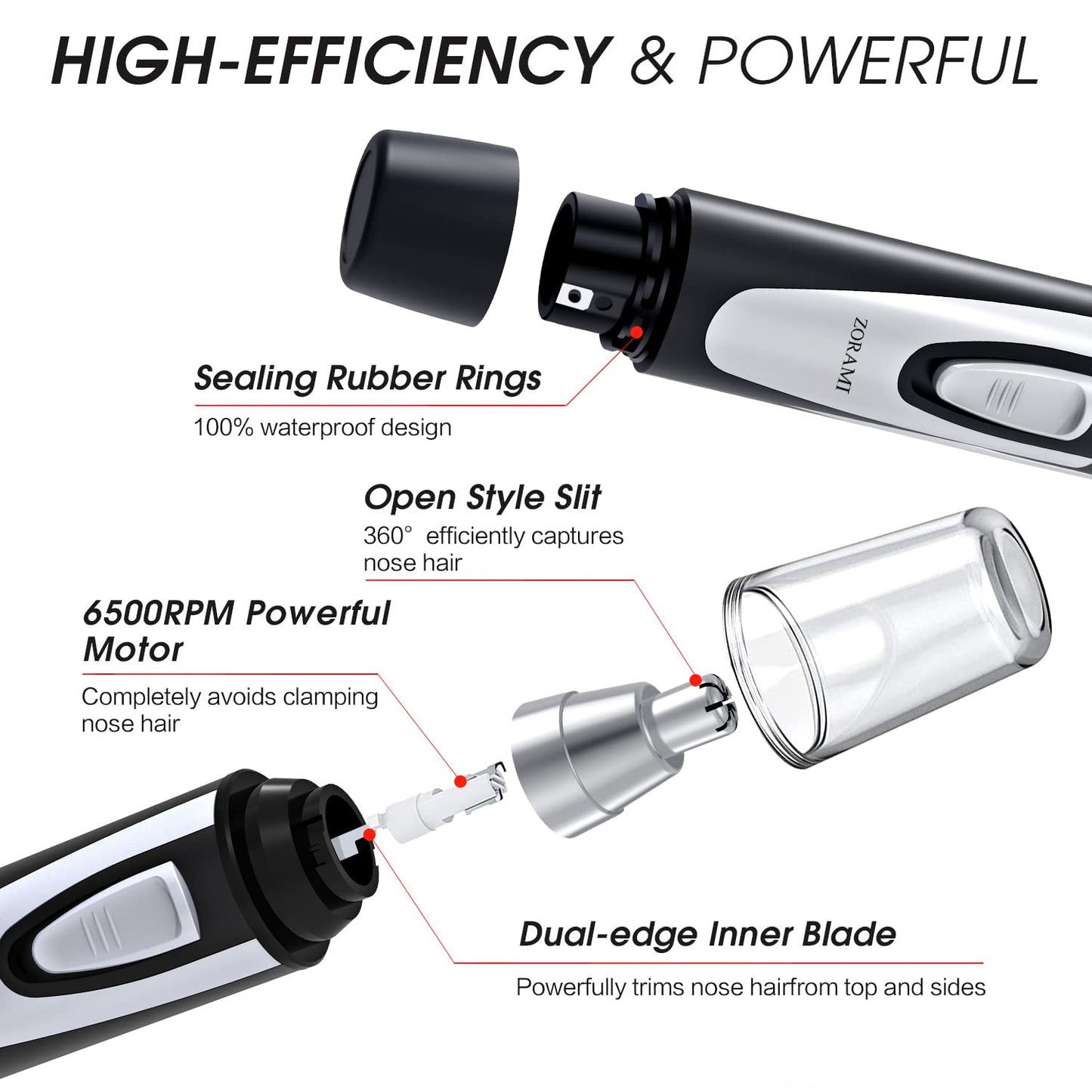 Ear & Nose Hair Trimmer Clipper - Professional, Painless, IPX7 Waterproof for Men & Women