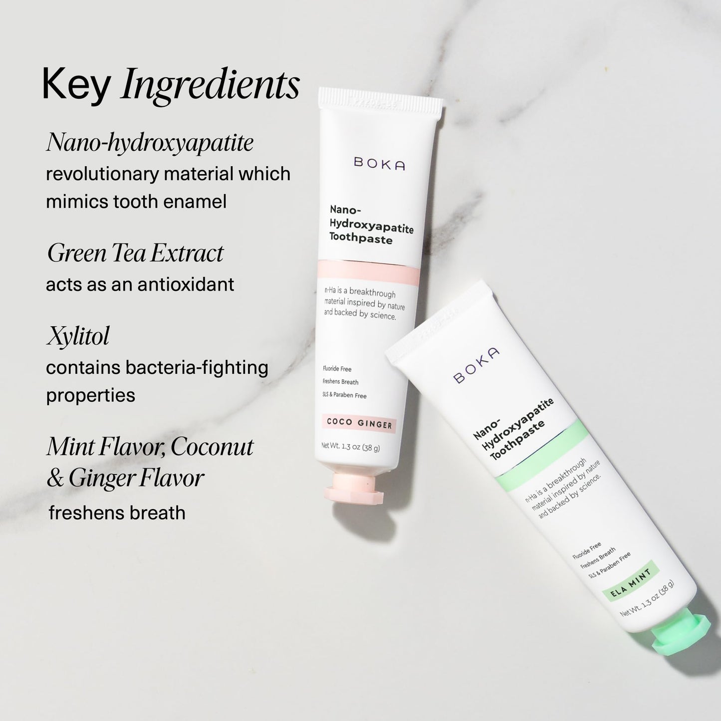 Boka Fluoride-Free Toothpaste with Nano Hydroxyapatite (n-Ha) - Sensitive Teeth, Ela Mint