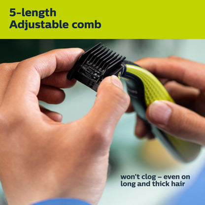 Philips Norelco OneBlade 360 Hybrid Electric Trimmer & Shaver with 5-in-1 Adjustable Comb